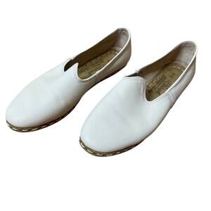 SABAH Baja White Slip On Leather Flat Shoes Size 43